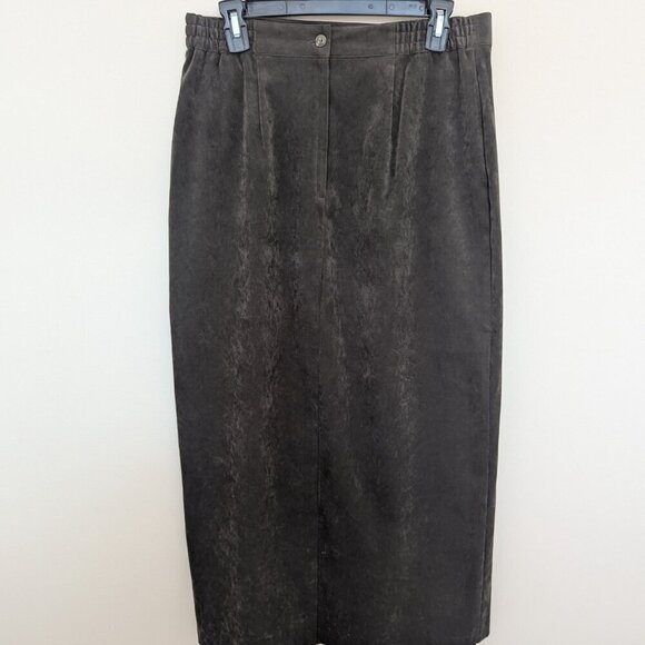 Sag Harbor sueded microfiber olive forest green maxi pencil skirt EUC 14 - Picture 4 of 9